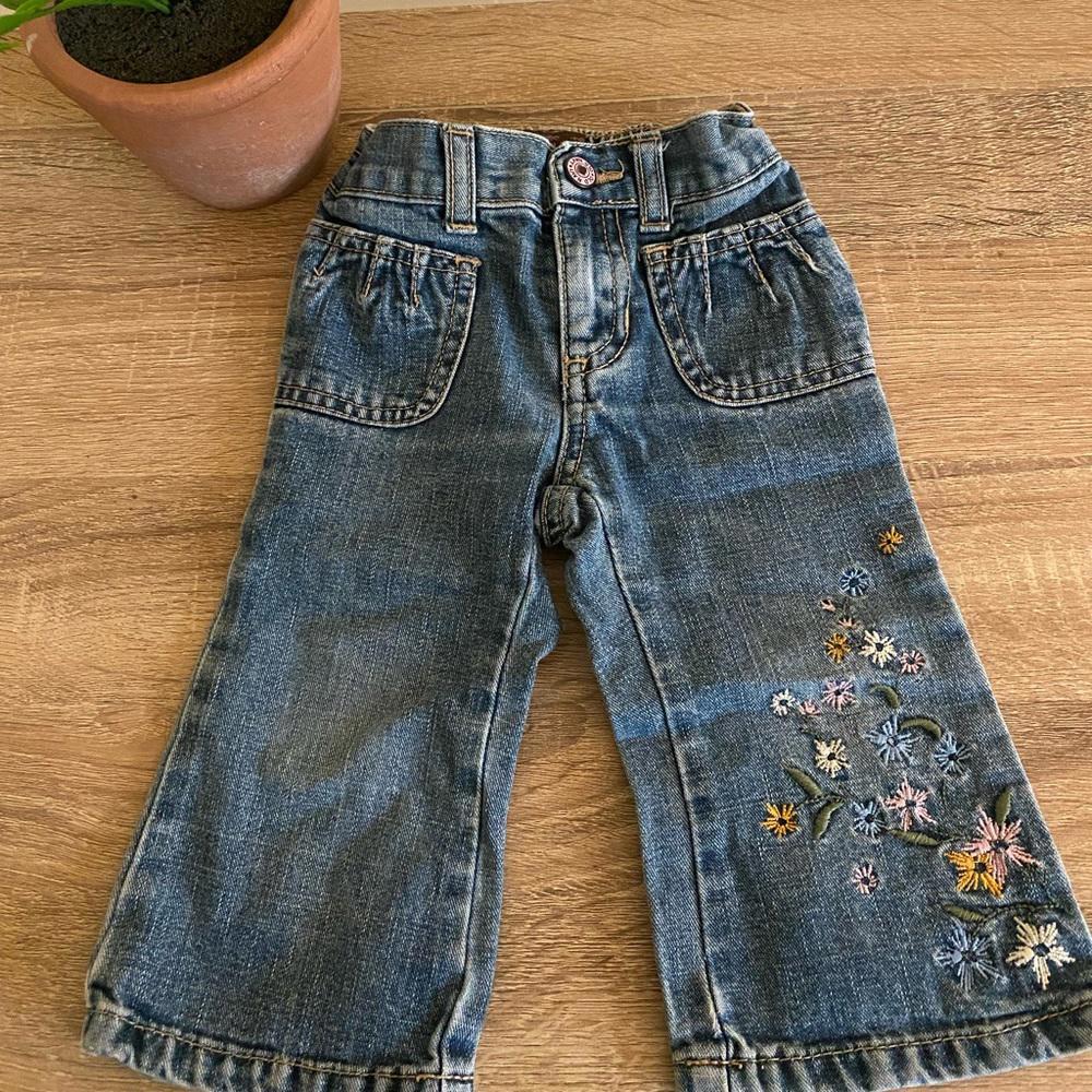Vintage Old Navy 12-18 Month Olds Denim Floral Pants